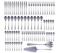 alpina Cubertería 75 Piezas para 12 Personas - Cubiertos Acero Inoxidable - Cubiertos Cucharas Tenedores Cuchillos Postre Café Té - Juego Completo Cocina Comedor