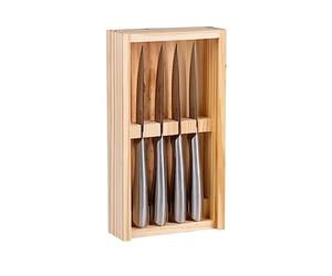 alpina- Cuchillo para carne en caja de madera - acero inoxidable - en caja de almacenamiento - cuchillo para carne 22,5 CM - acero inoxidable