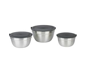 alpina Culo de Gallina INOX 3 piezas - Cuenco de acero inoxidable con tapa - Cuenco de mezcla para cocina - Ensaladeras para ensaladas - Cul de gallina con tapa