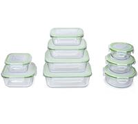 alpina Fiambreras con tapa - Cristal - 12 piezas - Recipiente de cristal - Caja de almacenamiento - Microondas, congelador, seguro para lavavajillas - 9 tamaños