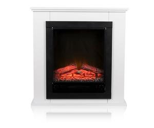 Alpina Geneva Chimenea Eléctrica - Chimenea Decorativa con Calefacción, Panel de Control y Temporizador - Estufa Eléctrica Independiente con Llama LED - 1800W - Blanco