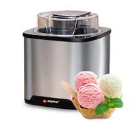 alpina Heladera - Maquina de Helados 2L - Heladeras hacer Helados, Yogur helado et Sorbetes - Doblemente Aislado - Acero inoxidable - Plata