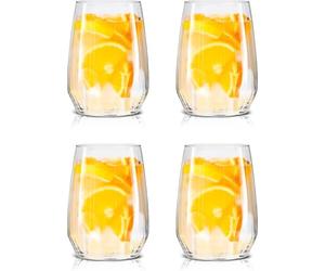 alpina Juego de 4 vasos de aprox. 44 cl, vasos para agua, zumos y bebidas, aptos para lavavajillas, vasos y vasos para uso diario, transparente