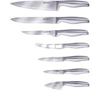 alpina- Juego de cuchillos - 8 piezas - cuchillo de chef, cuchillo de trinchar, cuchillo de deshuesar, cuchillo universal y cuchillo de pelar - con afilador de cuchillos - tablas de cortar