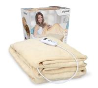 alpina Manta Térmica Eléctrica - 1 Persona - 180x130 cm - Manta Eléctrica para Cama Matrimonio - 10 Potencias de Calor - Temporizador - Ideal para Calienta Camas Eléctrico y Dolor Menstrual - Beige