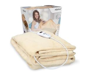 alpina Manta Térmica Eléctrica - 1 Persona - 180x130 cm - Manta Eléctrica para Cama Matrimonio - 10 Potencias de Calor - Temporizador - Ideal para Calienta Camas Eléctrico y Dolor Menstrual - Beige