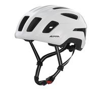 ALPINA PARANUS Urban - Casco de Ciclismo con luz Trasera LED, Carcasa Interior Ligera de Hi-EPS, Gran ventilación, Ajuste Individual y Red antimosquitos integrada - White Gloss - 52-56