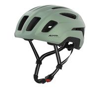 ALPINA PARANUS Urban - Casco de Ciclismo con luz Trasera LED, Carcasa Interior Ligera de Hi-EPS, Gran ventilación, Ajuste Individual y Red antimosquitos integrada - Willow-Green Matt - 52-56
