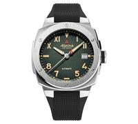 Alpina Reloj Alpiner automático para hombre, correa de goma negra, esfera verde, estilo de fecha: AL-525GRG3AE6
