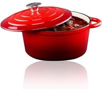 Alpina Sartén de hierro fundido con tapa 24 cm para todas las fuentes de calor Rojo