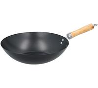 alpina Sartén wok de 30 cm, con revestimiento antiadherente, sartén de acero inoxidable con mango de madera, no apta para inducción, color negro