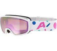 ALPINA SCARABEO JR. Q-LITE - Gafas de esquí OTG espejadas para niños, máxima comodidad gracias al Comfort Frame, con 100% de protección UV, white-confetti matt