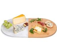 alpina Tabla de cortar y queso - Tablas de madera - Tabla de cocina - 27 x 22 cm - 1,65 kg - bambú y mármol