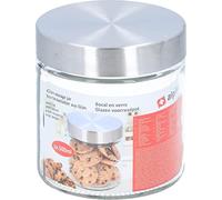alpina Tarro de almacenamiento de 500 ml, cristal transparente/plateado