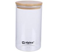 alpina Tarro de almacenamiento de 900 ml - Recipiente de cristal con tapa - Tarros de cristal de borosilicato/bambú - Adecuado para dulces, arroz, espagetthi, cereales y más - Apto para lavavajillas