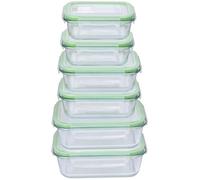 Alpina Tarros con tapa - Cristal - 12 piezas - Recipiente de cristal - Caja de almacenamiento - Microondas, congelador, sobre y lavavajillas - 3 tamaños