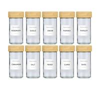 alpina Tarros de Especias Set de 12 - Tarros de Vidrio con Tapa de Bambú y Dosificador - Especiero con Etiquetas para Organización de Cocina