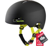 ALPINA Unisex - Niños, Hackney Casco de Bicicleta, Black-Neon Yellow Matt, 47-51 cm