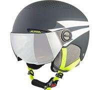 ALPINA Unisex - Niños, ZUPO Visor Q-Lite Casco de esquí, Charcoal-Neon Matt, 51-55 cm