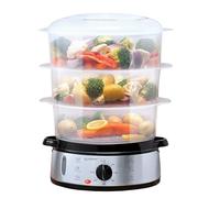 alpina Vaporera - 230V/800W - Vaporera de 3 capas - Sin BPA - Apta para lavavajillas - 0 a 60 minutos - 9 litros de capacidad - Gris