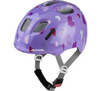 ALPINA XIMO 2 - Casco de Ciclismo Ligero y Seguro para niños con LED Opcional - Purple Hearts Gloss - 45-49