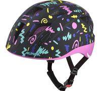 ALPINA XIMO Flash - Casco de Bicicleta Infantil con diseño de Confeti Negro, 49-54 cm, Ajustable Individualmente con luz multiajuste integrada