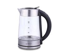 AlpinaHervidor eléctrico de temperatura regulable 0,8L-Hervidor de vidrio 230V-Hervidor con función de mantener caliente Temperatura de 50° a 100°-Parada automática Vidrio/Acero inoxidable-Plata