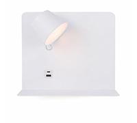 Alpinaluz Aplique de Pared LED Orientable 6W con CCT 3000K/4000K/6000K, Puertos de Carga USB y USB-C, Estructura de Acero Lacado y Foco de Aluminio (Blanco Izquierdo)