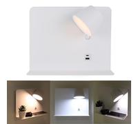 Alpinaluz Aplique de Pared LED Orientable 6W con CCT 3000K/4000K/6000K, Puertos de Carga USB y USB-C, Estructura de Acero Lacado y Foco de Aluminio (Blanco Derecho)