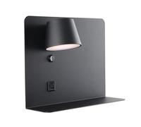 Alpinaluz Aplique de Pared LED Orientable 6W con CCT 3000K/4000K/6000K, Puertos de Carga USB y USB-C, Estructura de Acero Lacado y Foco de Aluminio (Negro Izquierdo)