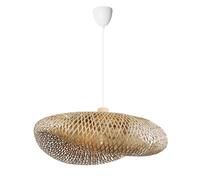 Alpinaluz Lámpara Colgante de Mimbre Natural ø600 mm - Diseño Artesanal con Pantalla Tejida a Mano, Portalámpara E27 de Madera y Cable Blanco, para Salón, Comedor y Dormitorio