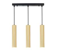 Alpinaluz Lámpara Colgante Triple Dorada Lineal - Estilo Minimalista - 3 Tubos de Aluminio 30 cm - Casquillo GU10 - Cable Textil Regulable 1 m - Luz Focal para Cocina, Comedor O Salon