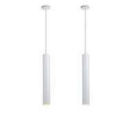 Alpinaluz Lámpara Colgante Tubular de Aluminio para Techo, Diseño Moderno de 40 cm con Casquillo GU10 y Cable Textil de 120 cm (Pack de 2 Blanco)