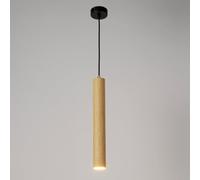 Alpinaluz Lámpara Colgante Tubular de Aluminio para Techo, Diseño Moderno de 40 cm con Casquillo GU10 y Cable Textil de 120 cm (Madera)