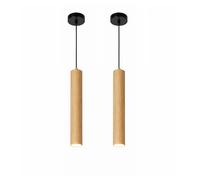 Alpinaluz Lámpara Colgante Tubular de Aluminio para Techo, Diseño Moderno de 40 cm con Casquillo GU10 y Cable Textil de 120 cm (Pack de 2 Madera)