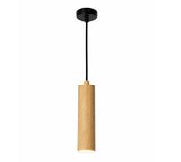 Alpinaluz Lámpara Colgante Tubular de Aluminio para Techo, Diseño Moderno y Minimalista de 20 cm con Casquillo GU10 y Cable Textil de 120 cm (Madera)