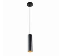 Alpinaluz Lámpara Colgante Tubular de Aluminio para Techo, Diseño Moderno y Minimalista de 20 cm con Casquillo GU10 y Cable Textil de 120 cm (Negro)