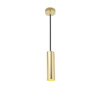 Alpinaluz Lámpara Colgante Tubular de Aluminio para Techo, Diseño Moderno y Minimalista de 20 cm con Casquillo GU10 y Cable Textil de 120 cm (Dorado)