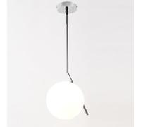 Alpinaluz Lámpara de Techo Colgante - Pantalla Esférica de Cristal Opaco Blanco Ø17 cm - Soporte Lineal de Metal Cromado - Casquillo E27 - Estilo Moderno para Salón, Comedor, Cocina o Pasillo