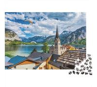 Alpine Lake Church Adult Jigsaws 1000 Piezas Material Reciclable Material Mountain Village Puzzles Familia Gaming Time Props Perfecto for Familia and Amigos Birthdays 70x50cm/1000pcs