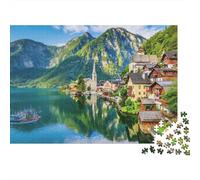 Alpine Lake Village Puzzle 1000 Piezas Recyclable Material Paisaje Suizo Adulto Jigsaws Family Gaming Time Props Interesting Juego Familiar for Women 52x38cm/1000Ps