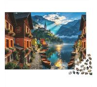 Alpine Lakeside Jigsaw Puzzle 1000 Piezas Reciclable Swiss Village Mayores Puzzles Educativo Juego Descompresión Ideal para Familiar y Amigos Cumpleañoss 52x38cm/1000pcs