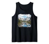 Alpine Mountain Lake Reflexión Picos dentados Escénica Camiseta sin Mangas
