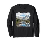 Alpine Mountain Lake Reflexión Picos dentados Escénica Manga Larga