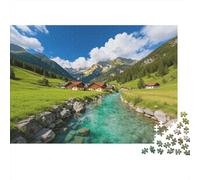 Alpine Mountain Village Puzzle 1000 Piezas Reciclado Idyllic Landscape Puzzles para Niños y Niñas Parent Child Game Props Desarrolla la Inteligencia de Niños y Niñas Educativo 38x26cm/1000pcs