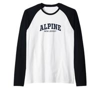 Alpine New Jersey Vintage Distressed Arch Text Camiseta Manga Raglan