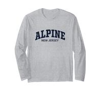 Alpine New Jersey Vintage Distressed Arch Text Manga Larga