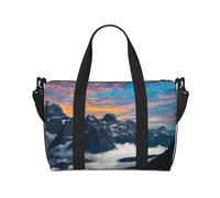 Alpine Scenery Vivid Sky Above - Bolsa de viaje para deportes, gimnasio, yoga, bolsa de lona para fin de semana, bolsa de viaje con compartimento, NEGRO, One Size