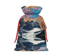Alpine Scenery Vivid Sky Above - Bolsa resistente con cordón, perfecta para regalos, viajes y uso diario con etiquetas de regalo de papel kraft