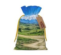 Alpine Scenery Vivid Sky Above Print - Elegantes bolsas con cordón, bolsas de regalo reutilizables con cordón, perfectas para vacaciones y fiestas